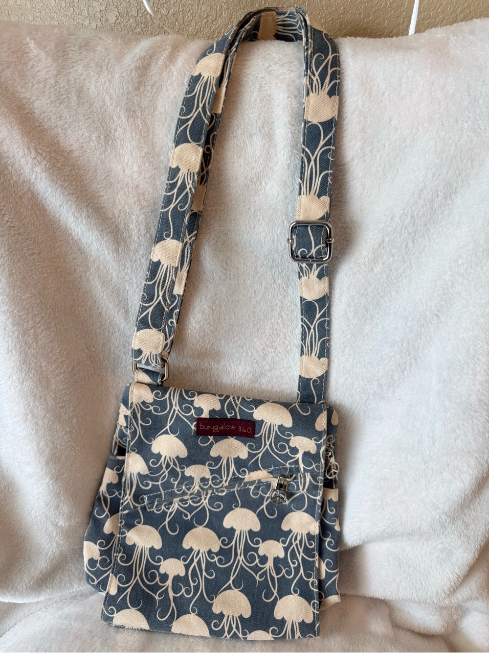 bungalow 360 Navy and Cream Jellyfish Canvas Crossbody